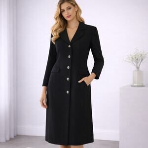 Cleo Black Button Front Jacket Dress Size 10